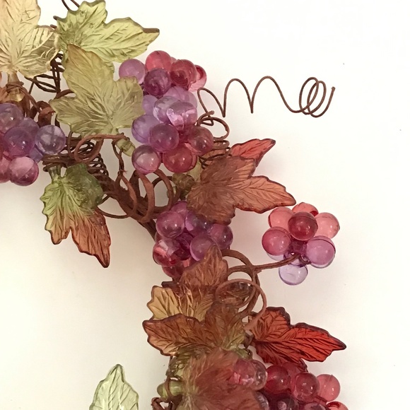 Candle Ring Wreath Fall Table Centerpiece Leaves Grapes Thanksgiving Fall Decor - Picture 3 of 16